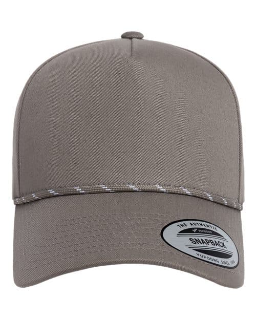 Retro Cotton Blend Five-Panel Rope Cap — Grey