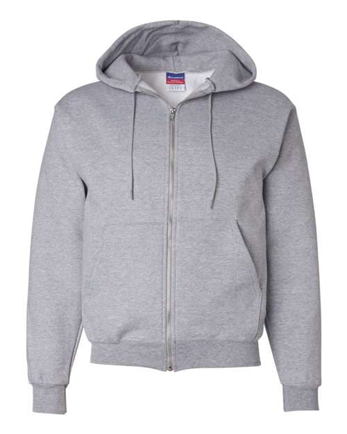 Unisex Powerblend® Full-Zip Hooded Sweatshirt — Light Steel