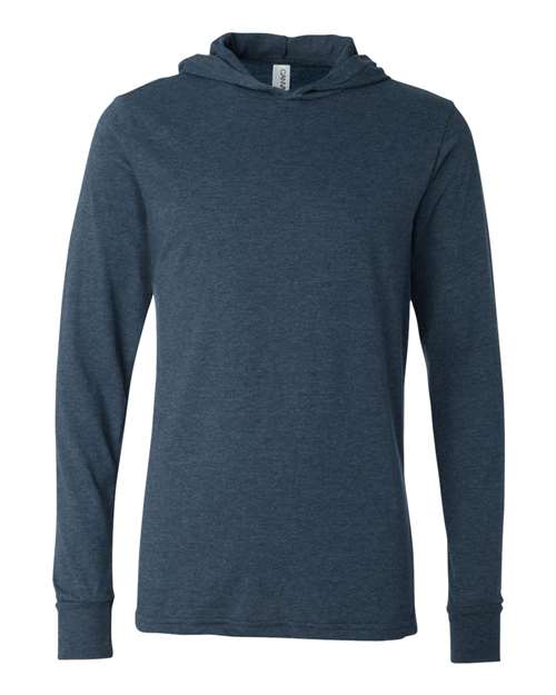 Unisex Jersey Hooded Long Sleeve Tee — Heather Navy