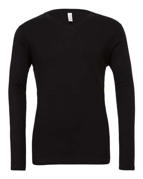 Unisex Long Sleeve V-Neck Tee — Black