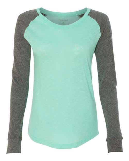 Women’s Preppy Patch Slub Long Sleeve T-Shirt — Mint/ Granite