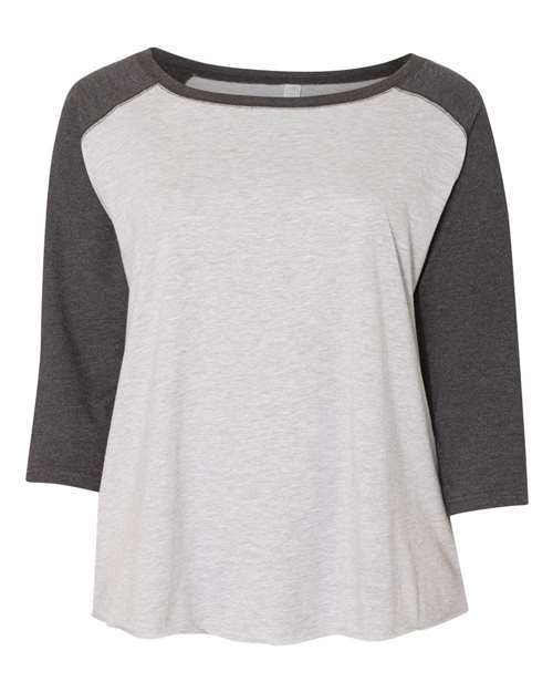 Women's Curvy Collection Baseball Three-Quarter Sleeve Tee — Vintage Heather/ Vintage Smoke