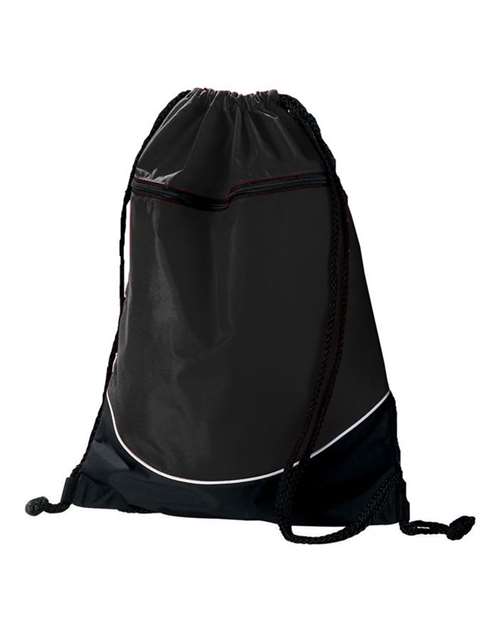 Tri-Color Drawstring Backpack — Black/ Black/ White