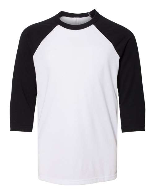 Youth Three-Quarter Sleeve Baseball Tee — White/ Black