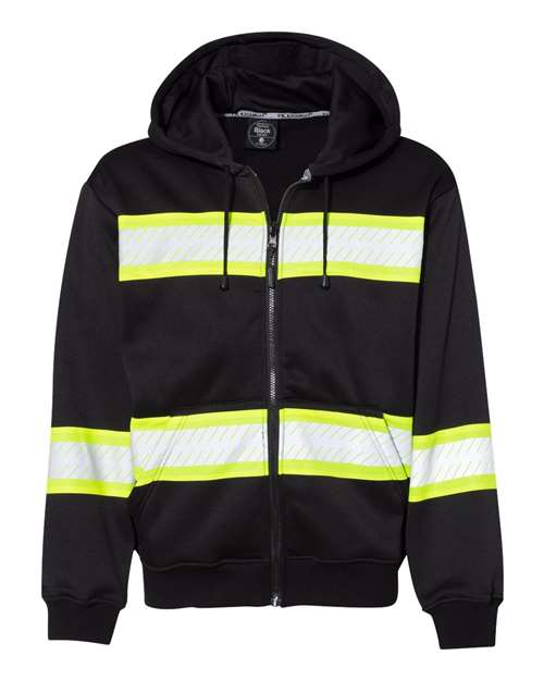 Men's EV Series® Enhanced Visibility Full-Zip Hooded Sweatshirt — Black/ Lime
