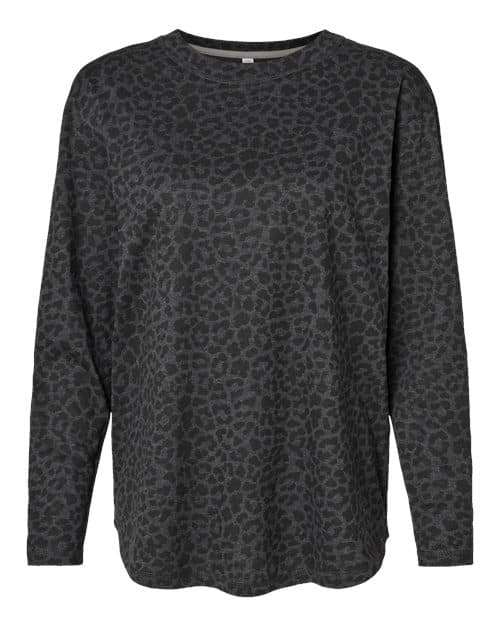 Women's Fine Jersey Long Sleeve Tee — Black Leopard