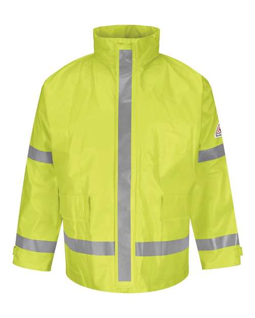 Men's Hi-Visibility Flame-Resistant Rain Jacket — Yellow/ Green