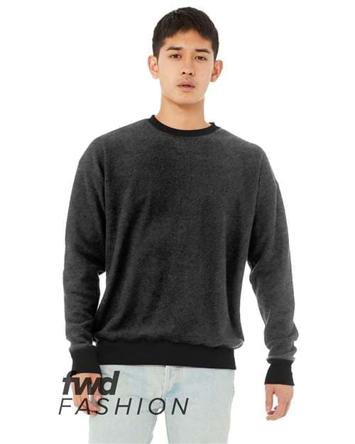 Unisex FWD Fashion Sueded Drop Shoulder Crewneck Sweatshirt — Black Heather