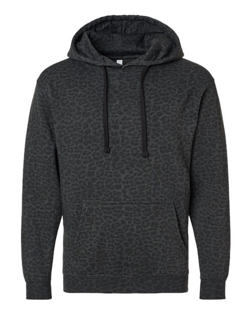 Unisex Elevated Fleece Hoodie Sweatshirt — Black Leopard