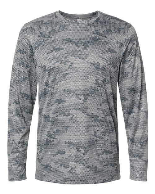 Unisex Pompano Performance Camo Long Sleeve T-Shirt — Medium Grey