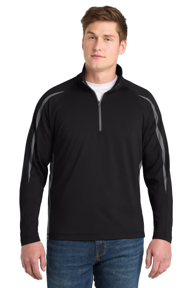 Sport-Tek ® Sport-Wick ® Stretch 1/4-Zip Colorblock Pullover