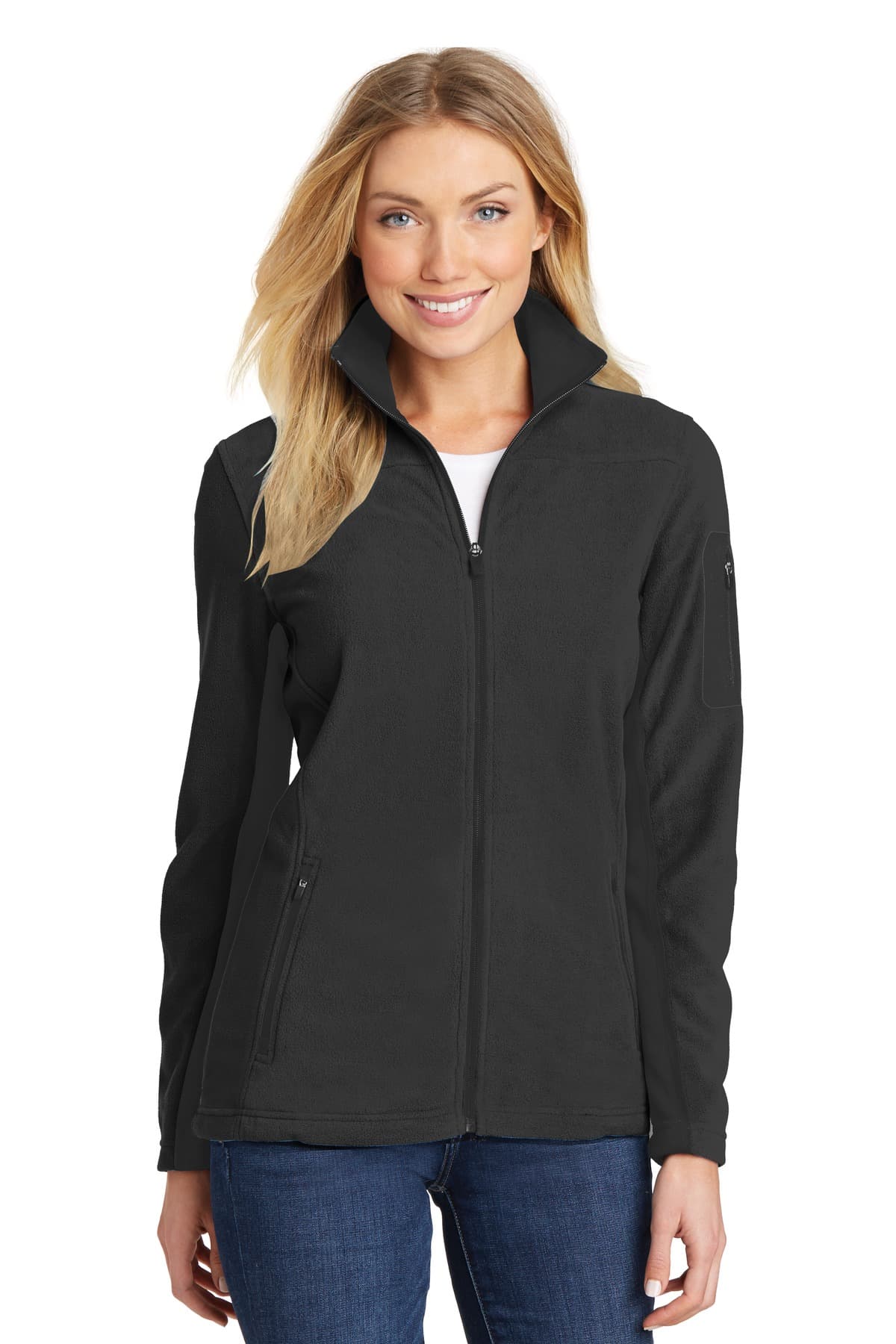 Port Authority ® Women's Summit Fleece Full-Zip Jacket — Black/ Black