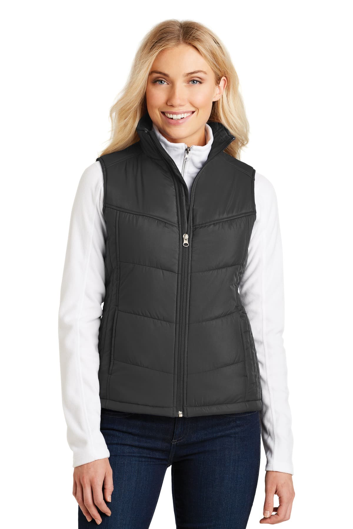 Port Authority ® Women's Puffy Vest — Black/ Black