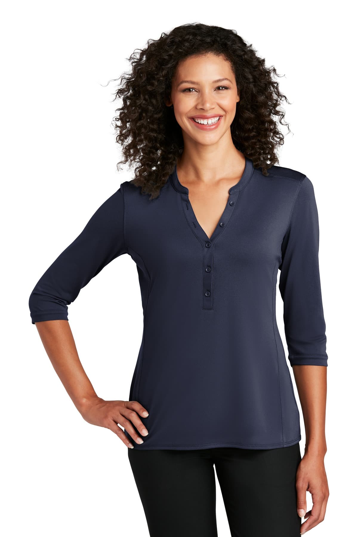 Port Authority ® Women's UV Choice Pique Henley — True Navy