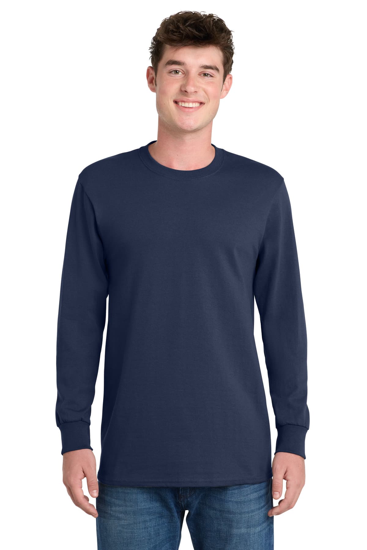 Port & Co Tall Long Sleeve Essential Tee — Navy