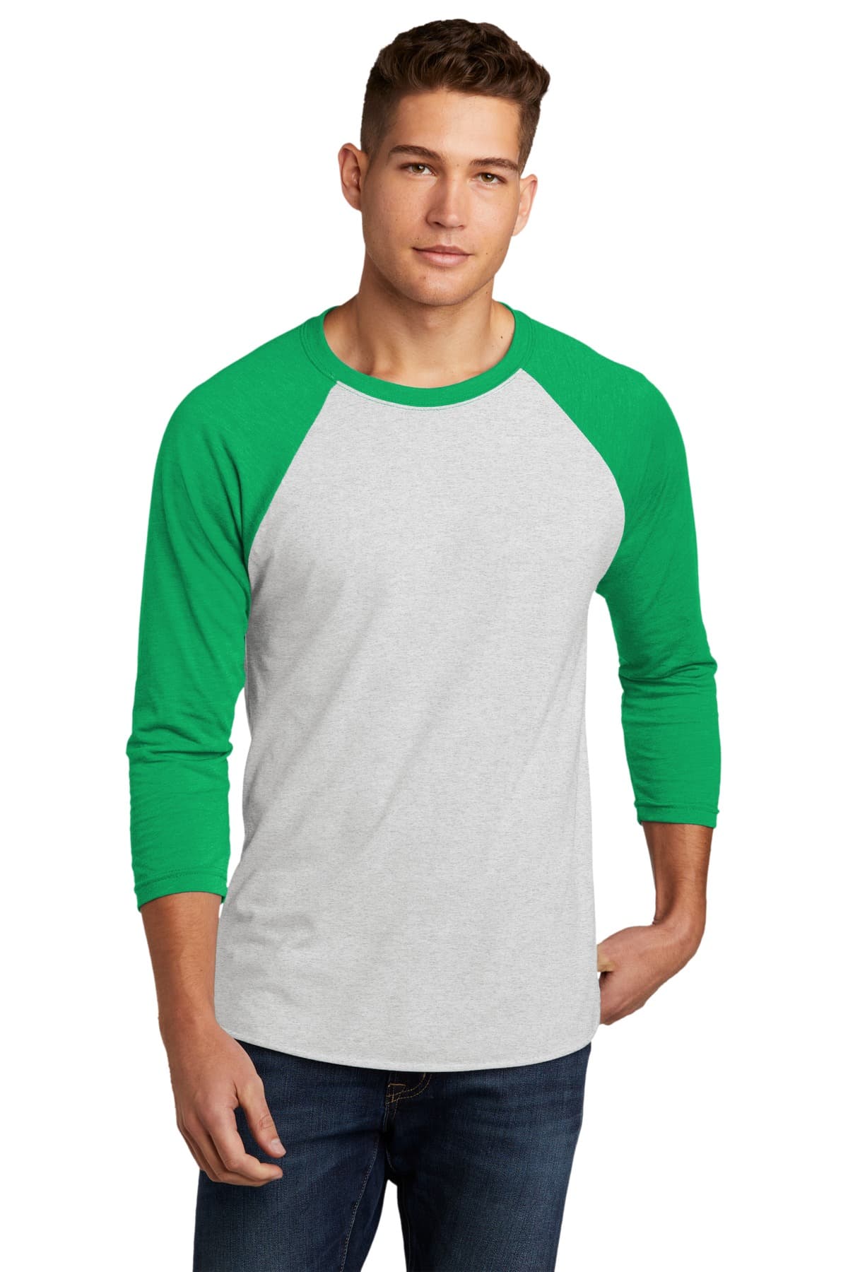 Next Level Apparel ® Adult Tri-Blend 3/4-Sleeve Raglan Tee — Envy/ Hthr White