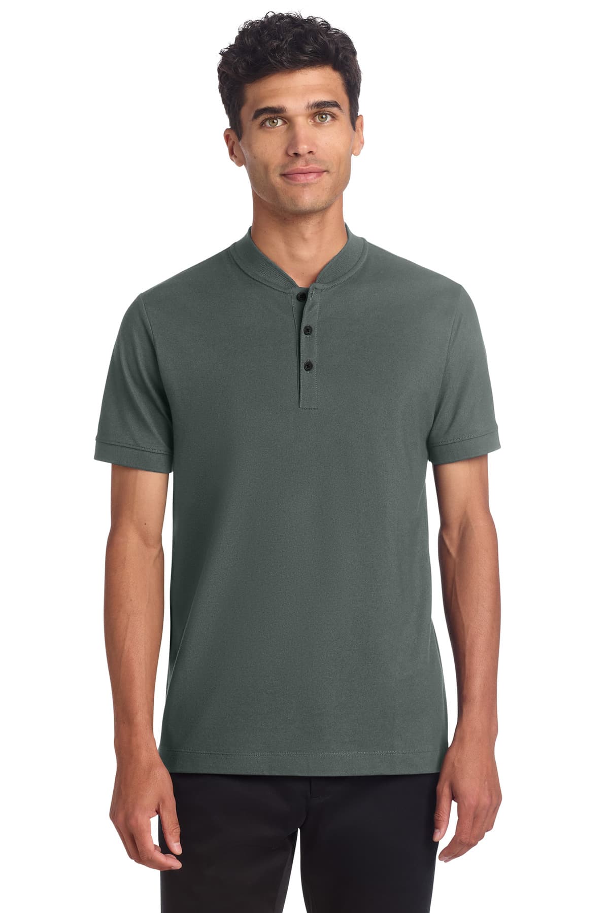 Mercer+Mettle ® Stretch Pique Henley — Anchor Grey