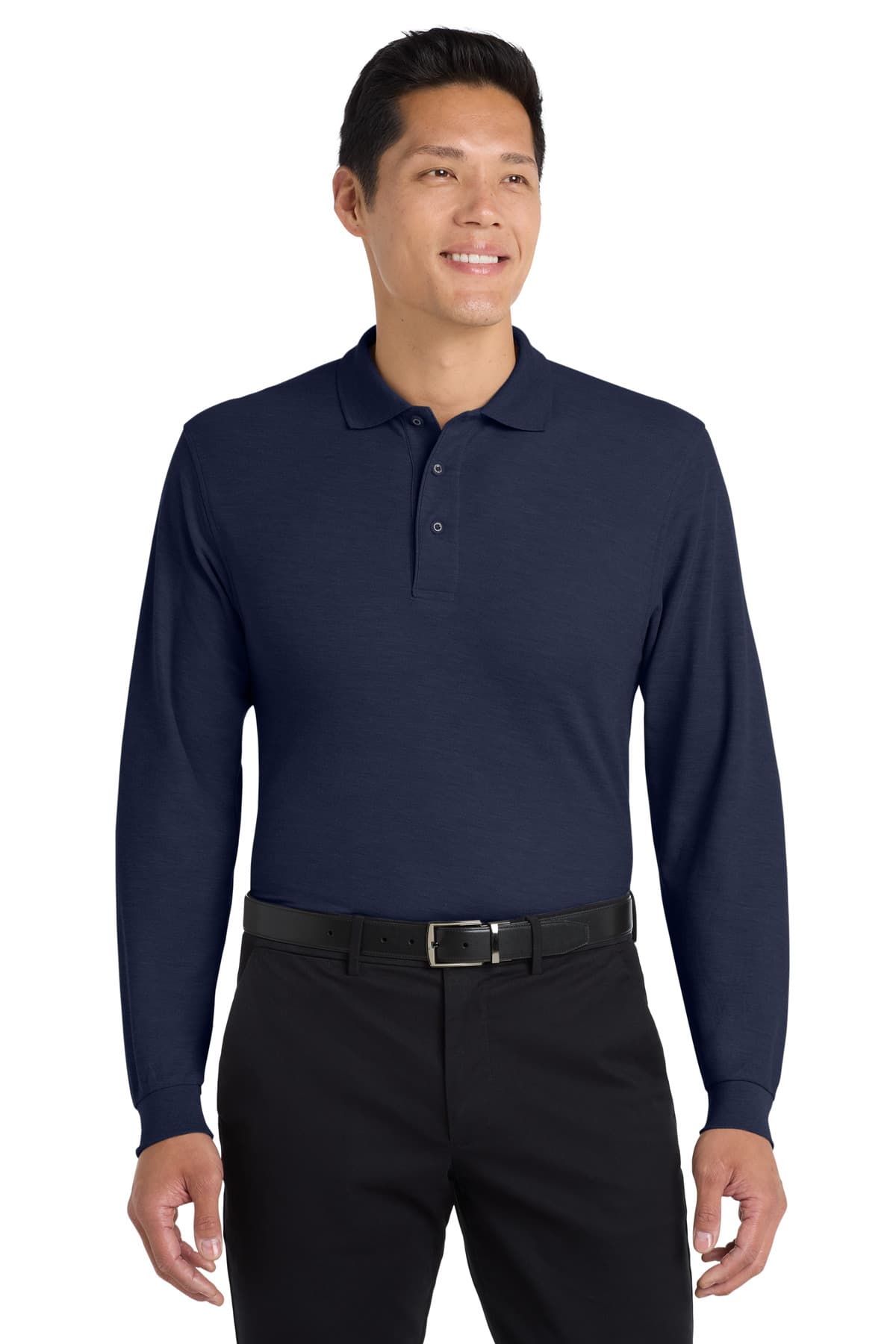 Port Authority ® Silk Touch Long Sleeve Polo — Navy