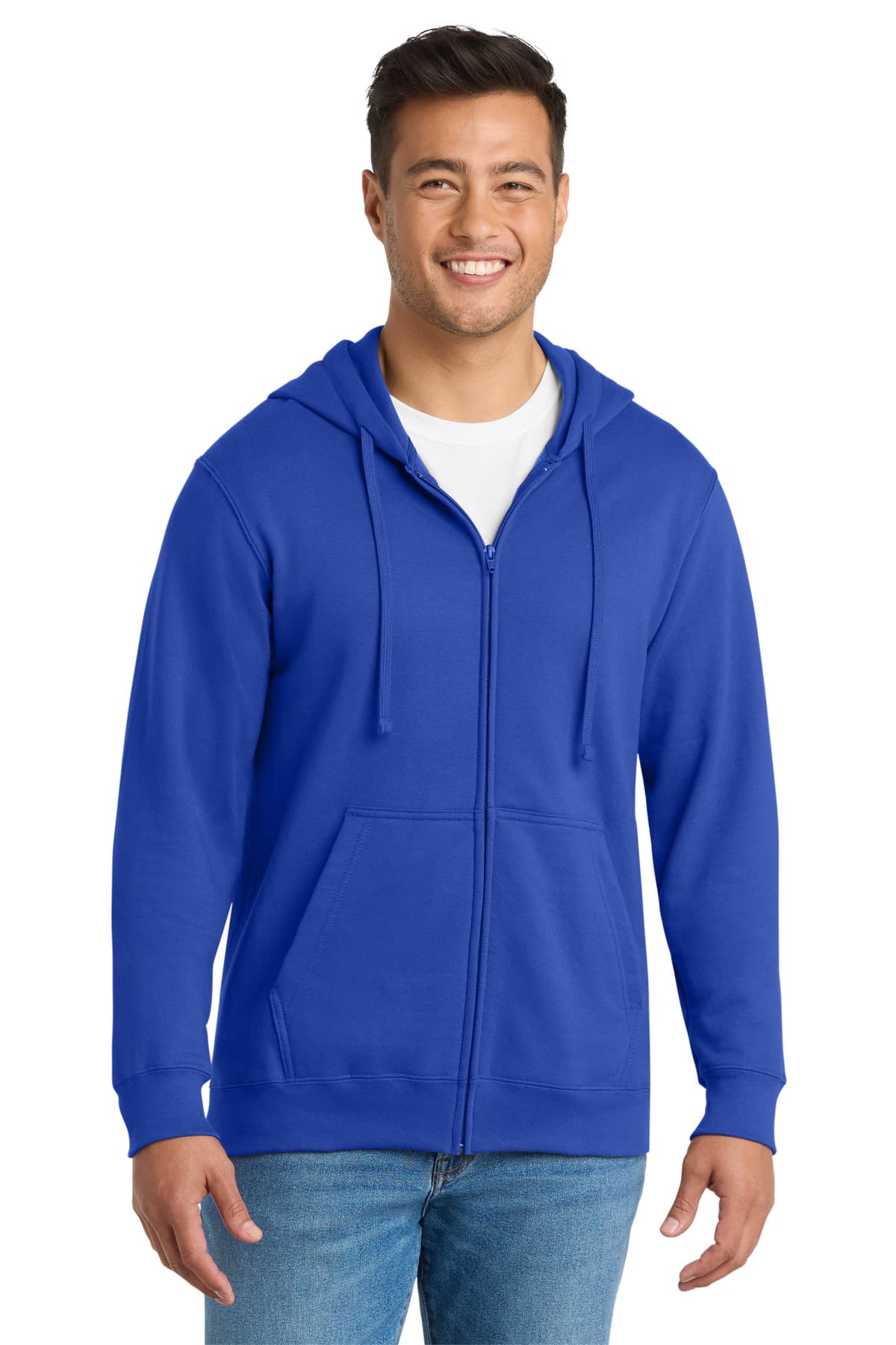 Port & Co Fan Favorite Fleece Full-Zip Hooded Sweatshirt — True Royal