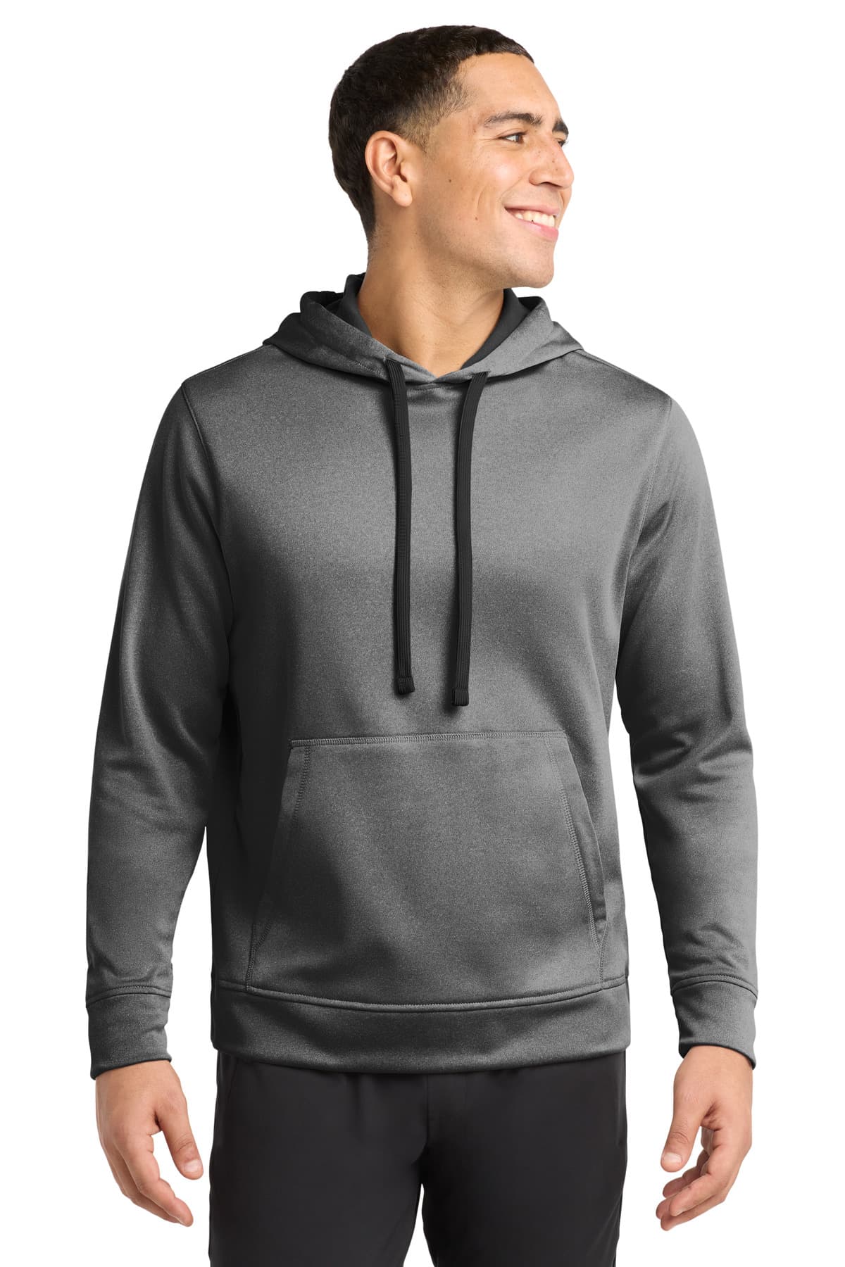 Sport-Tek ® PosiCharge ® Sport-Wick ® Heather Fleece Hooded Pullover — Black Heather