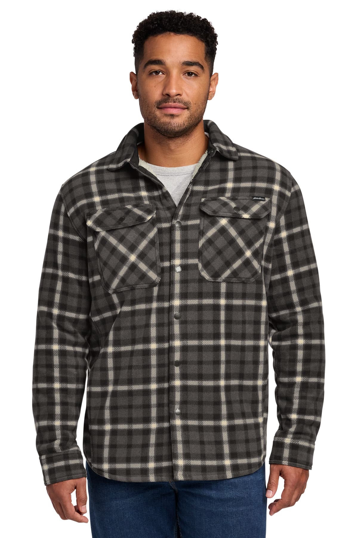 Eddie Bauer ® Woodland Shirt Jac — Grey Steel/ Bone