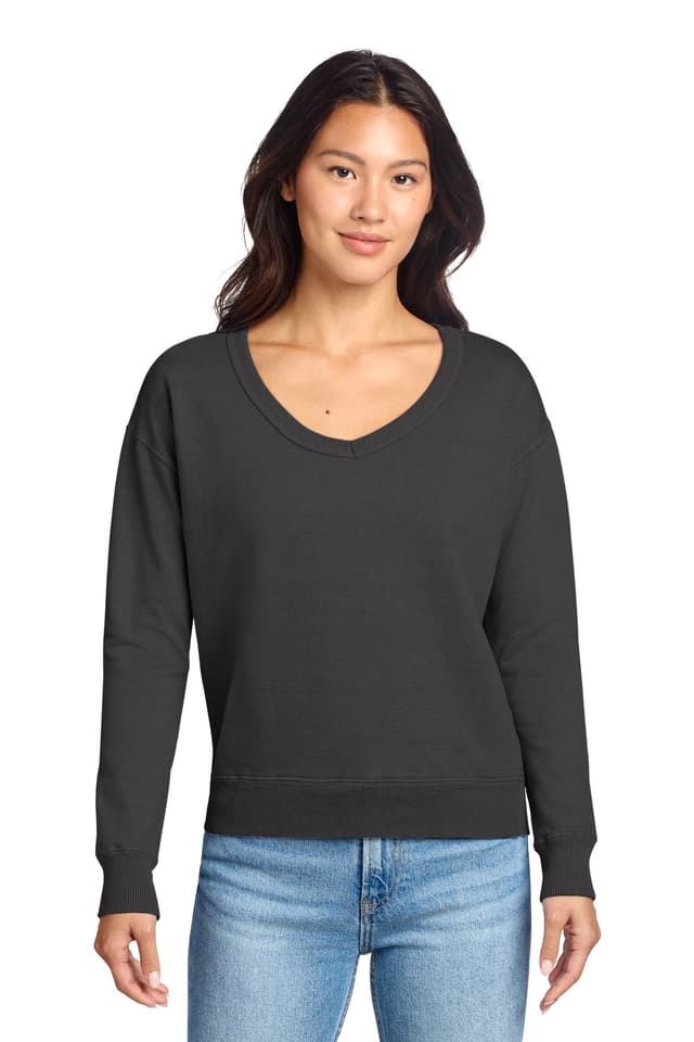 Port & Co Women's Beach Wash ® Garment-Dyed V-Neck Sweatshirt