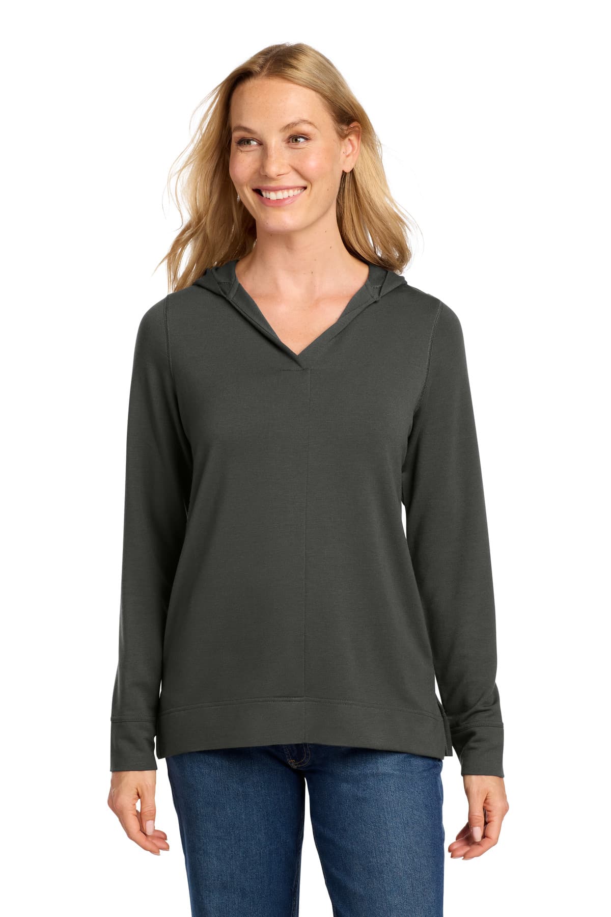 Port Authority ® Women's Microterry Pullover Hoodie — Charcoal