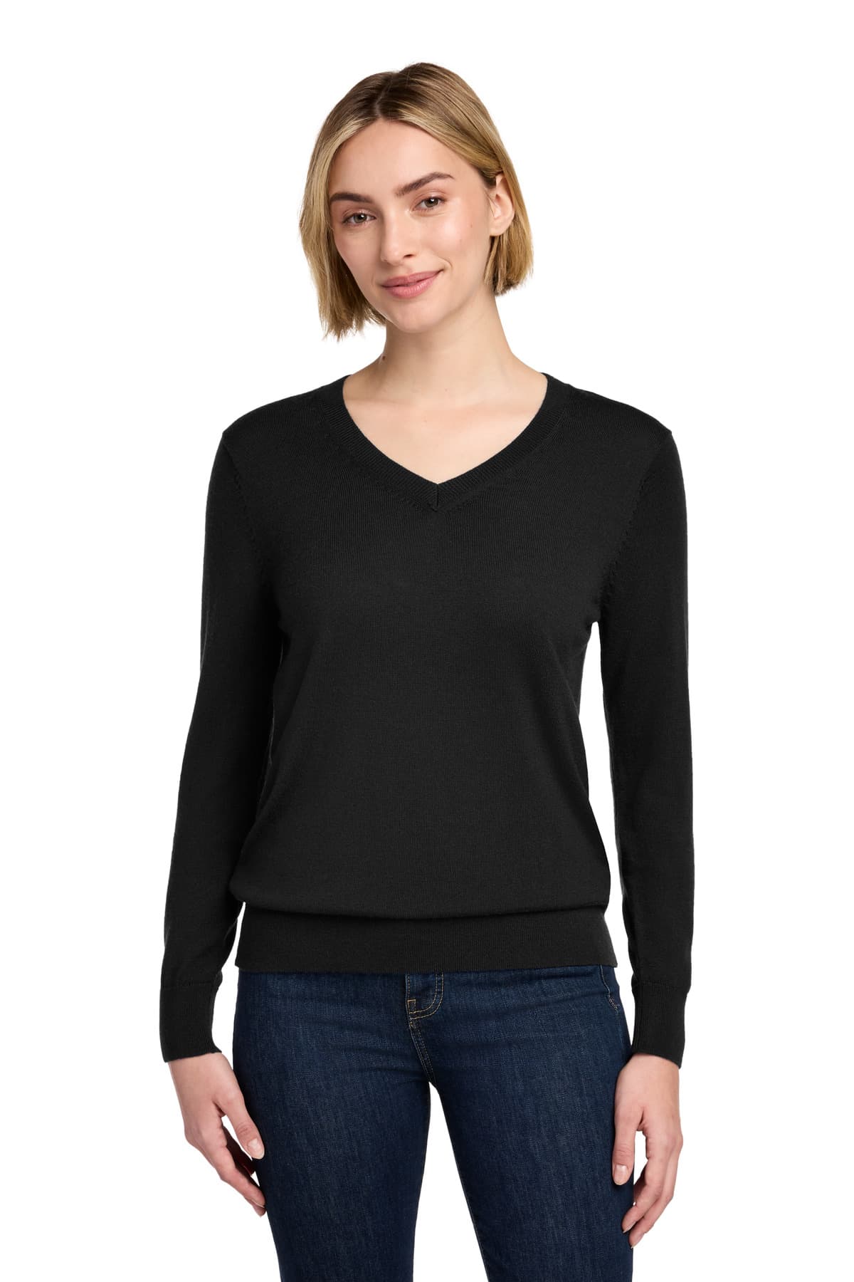 Brooks Brothers ® Women's Washable Merino V-Neck Sweater — Deep Black