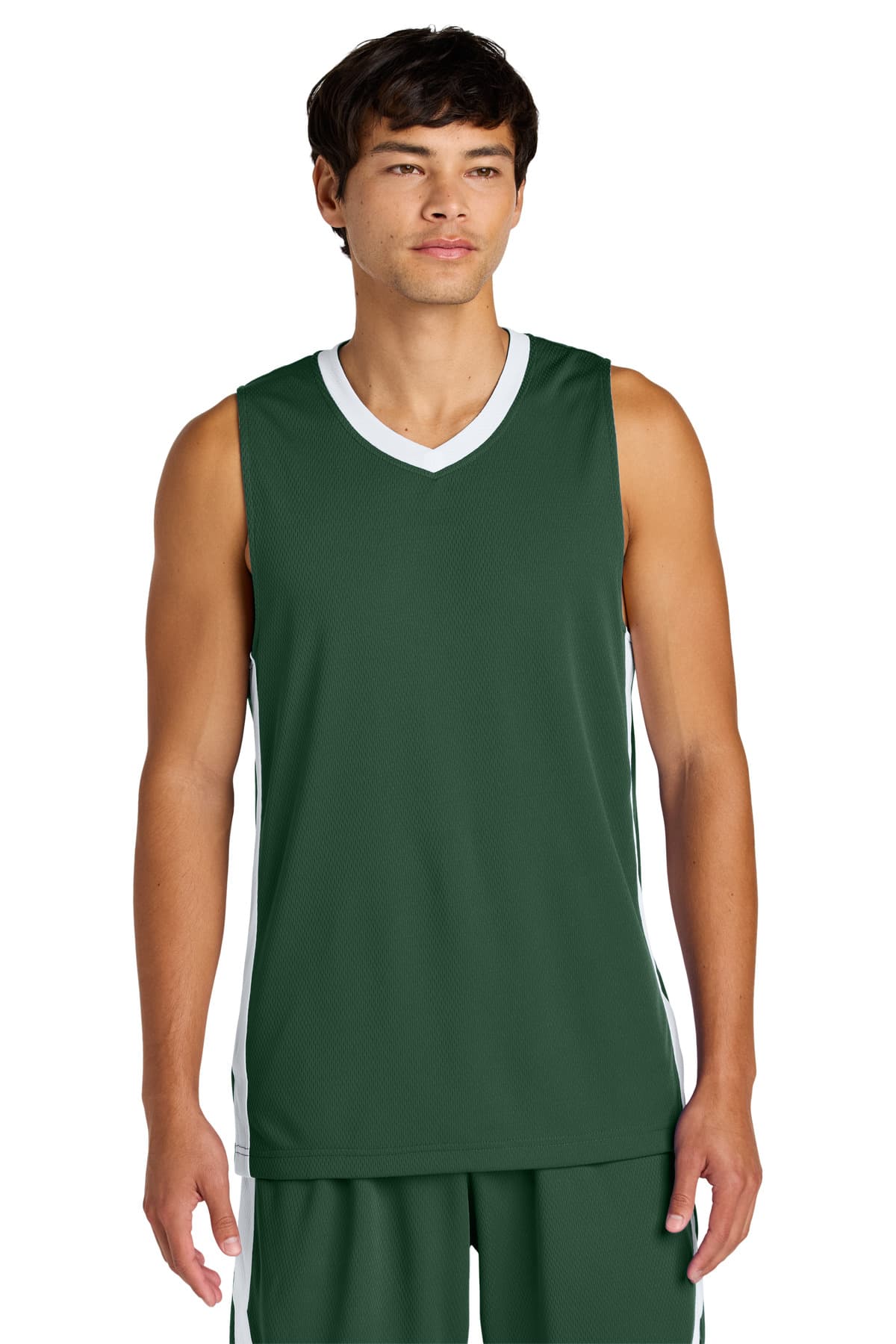 Sport-Tek ® Rival Basketball Rev Jersey — Forest Green/ White
