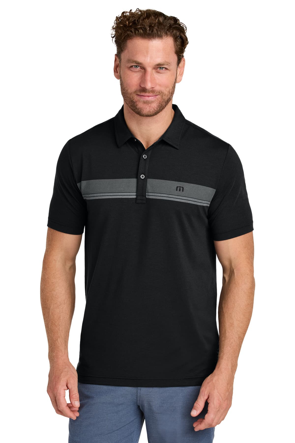 TravisMathew Glenview Stripe Polo — Black