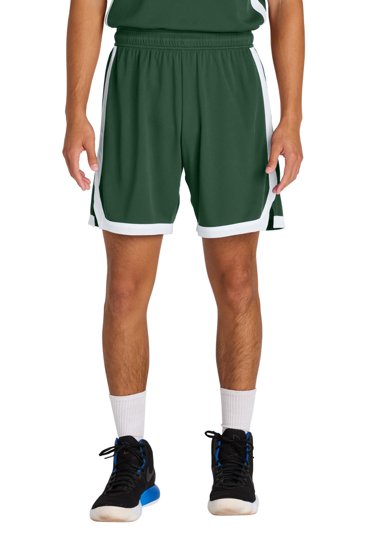 Sport-Tek ® Rival Basketball 7'Short — Forest Green/ White