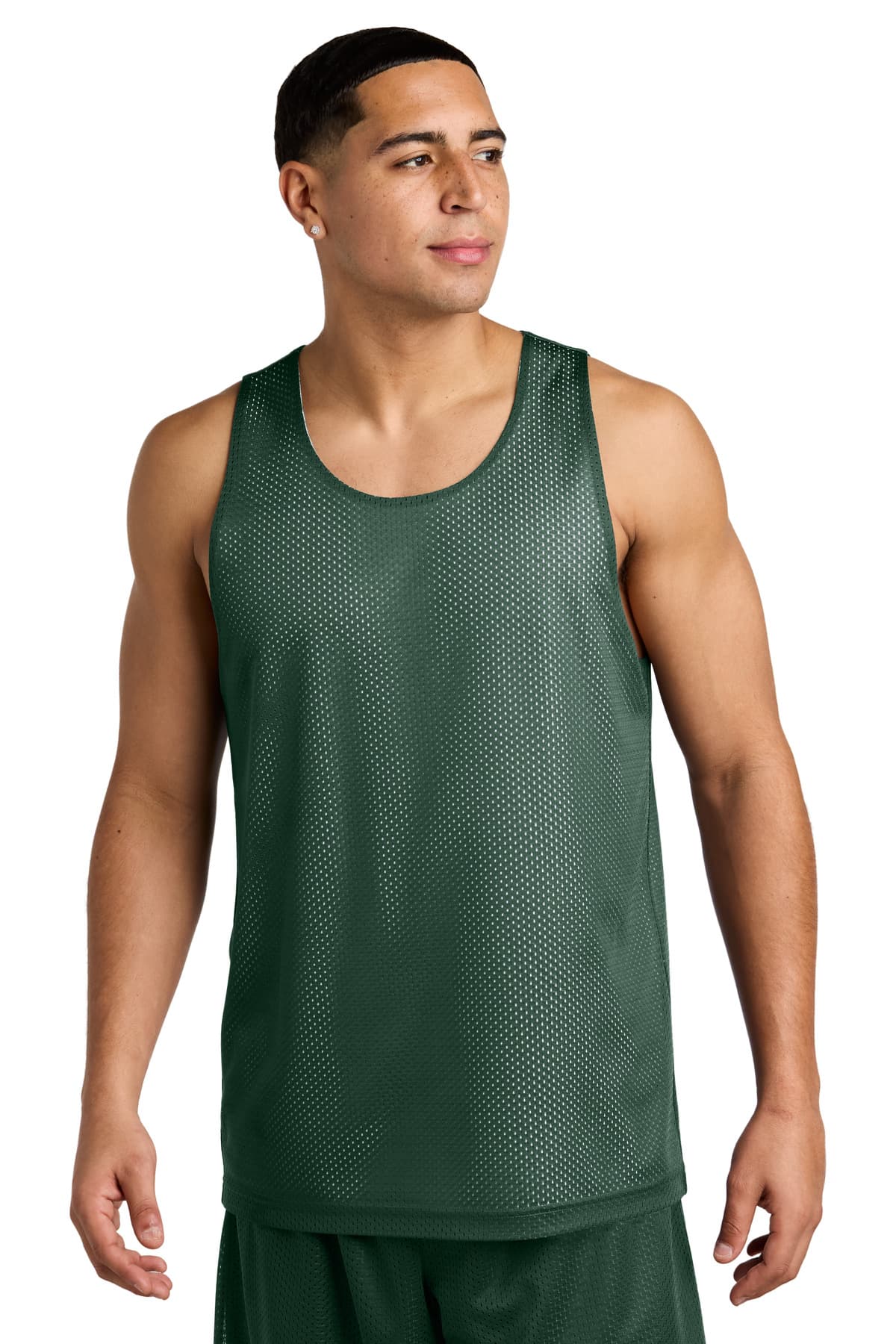 Sport-Tek ® PosiCharge ® Reversible Mesh Tank — Forest Green/ White