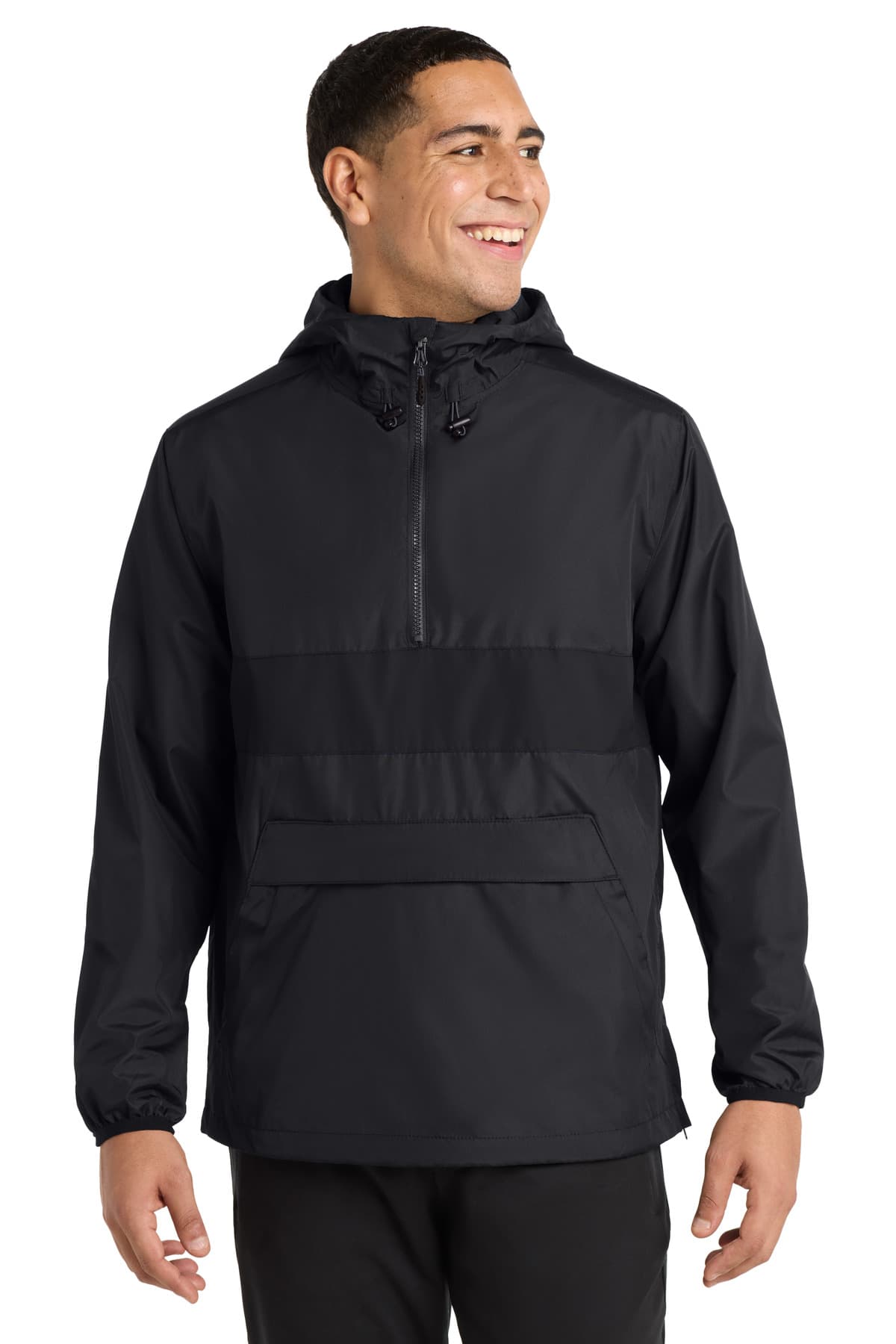 Sport-Tek ® Zipped Pocket Anorak — Black/ Black