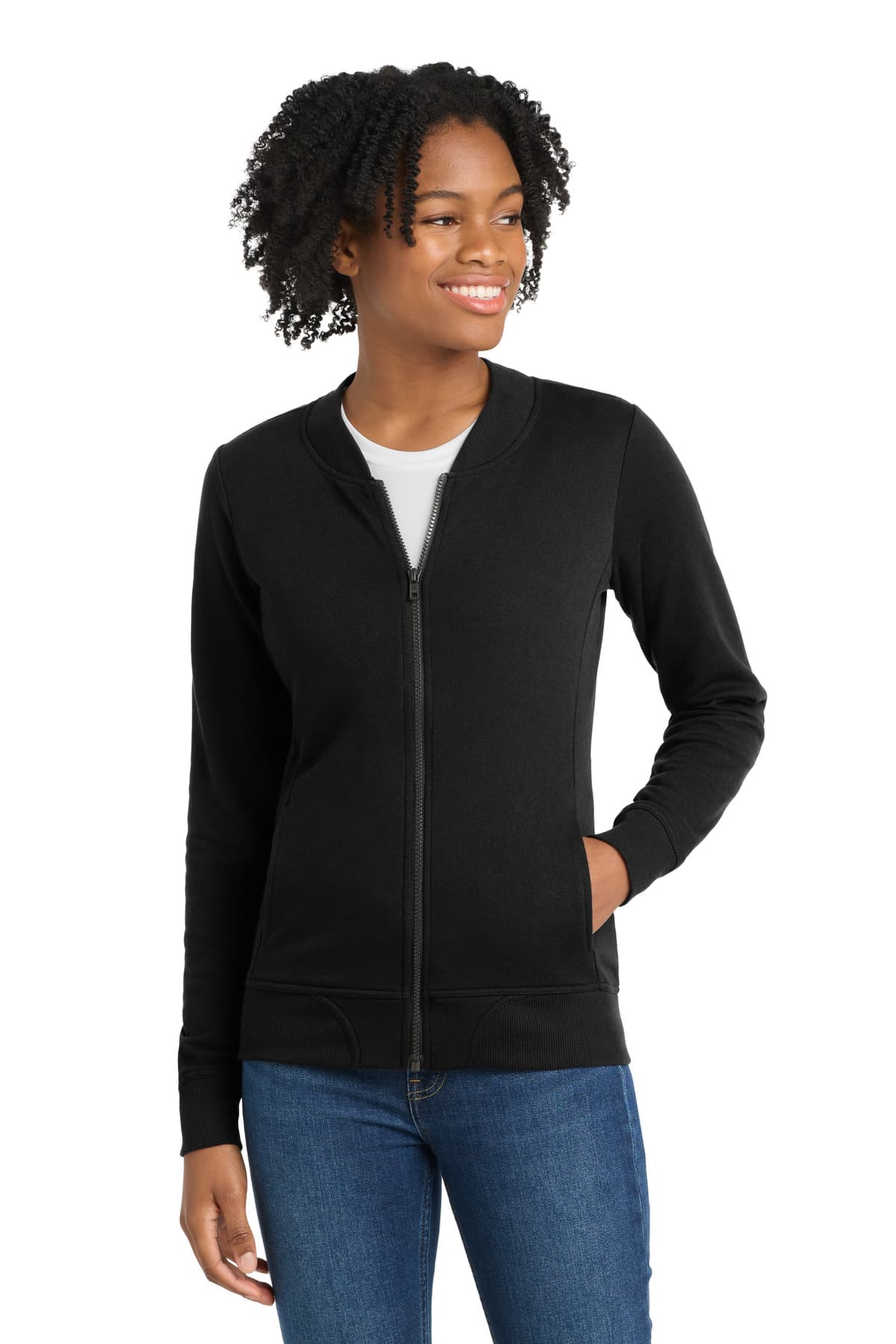 Sport-Tek ® Women's Lightweight French Terry Bomber — Black