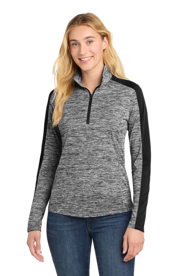 Sport-Tek ® Women's PosiCharge ® Electric Heather Colorblock 1/4-Zip Pullover