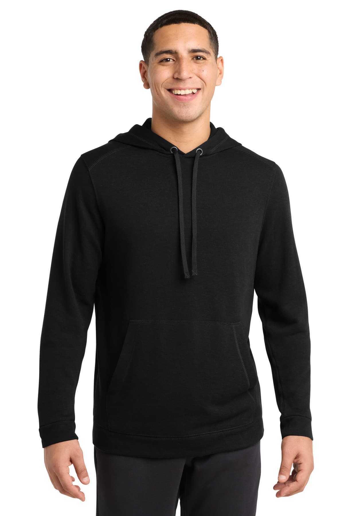 Sport-Tek ® PosiCharge ® Tri-Blend Wicking Fleece Hooded Pullover — Black Triad Solid