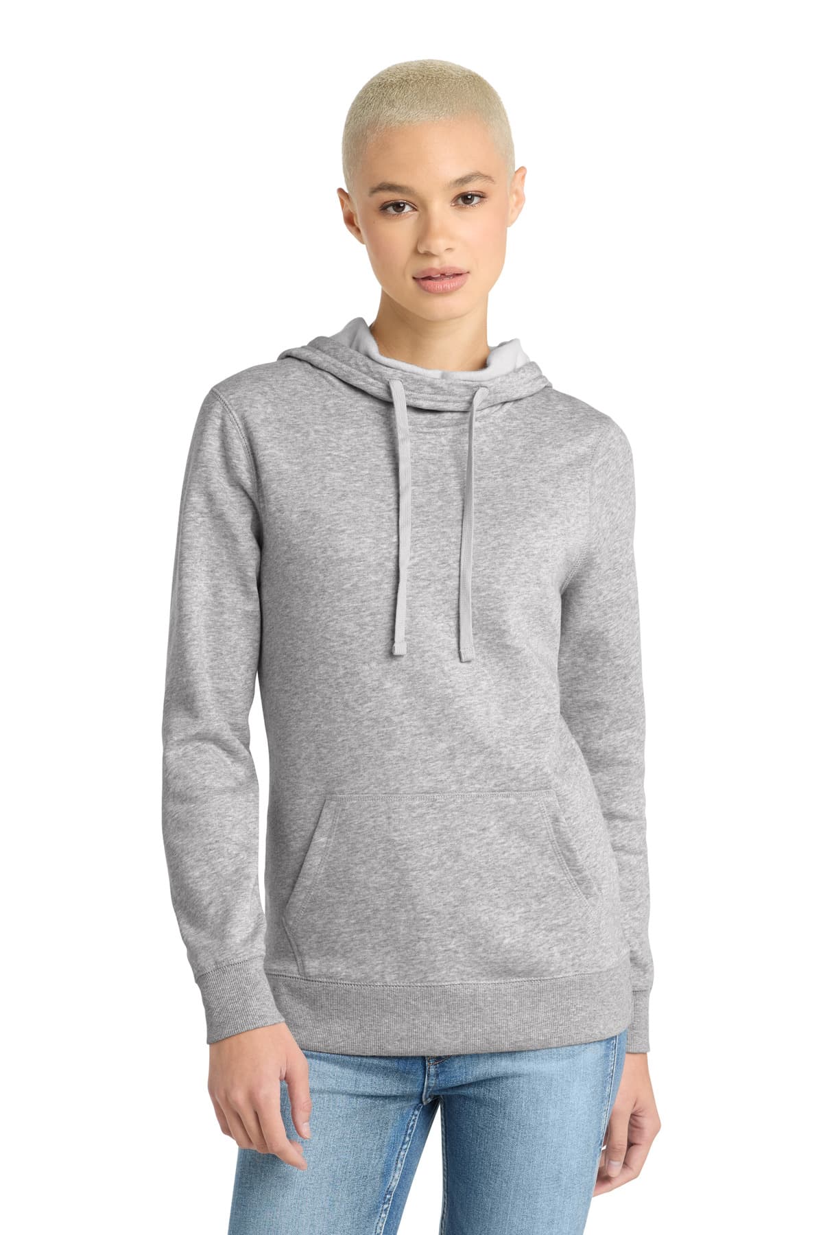 District ® Women's Lightweight Fleece Hoodie — Heathered Grey
