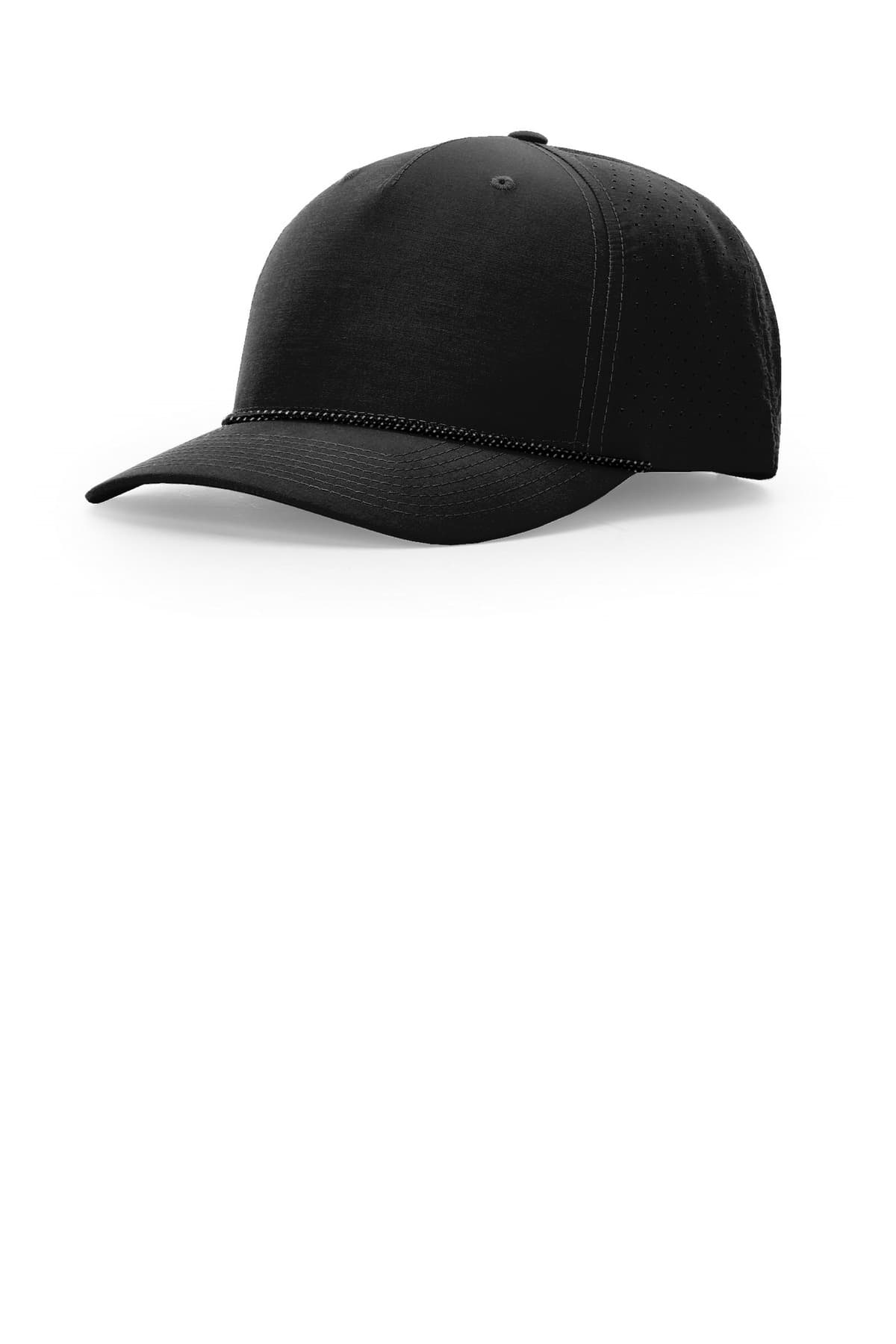 Richardson Laser Perf Performance Rope Cap — Black/ Black Grey