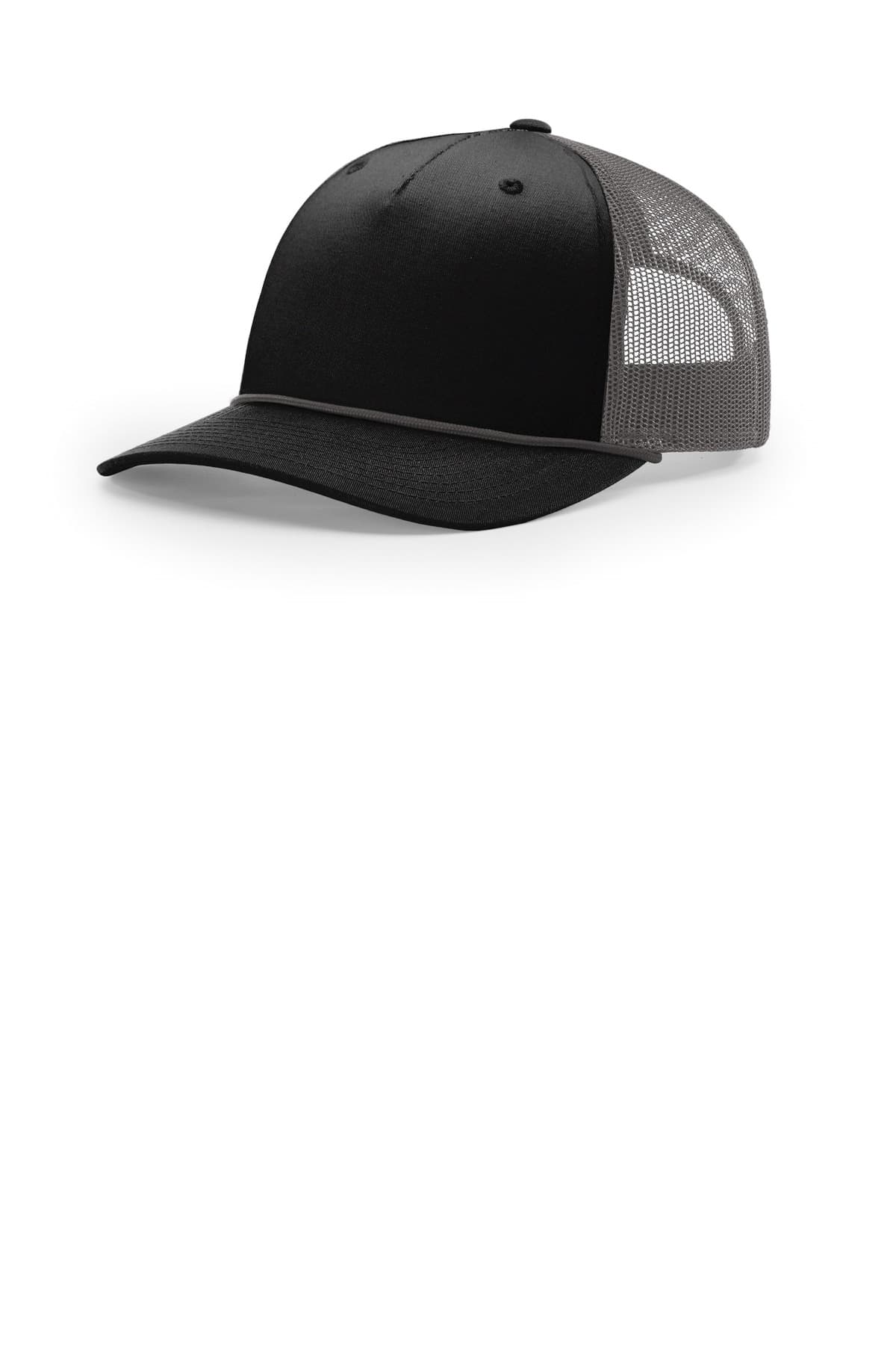 Richardson Five-Panel with Rope — Black/ Charcoal/ Charcoal