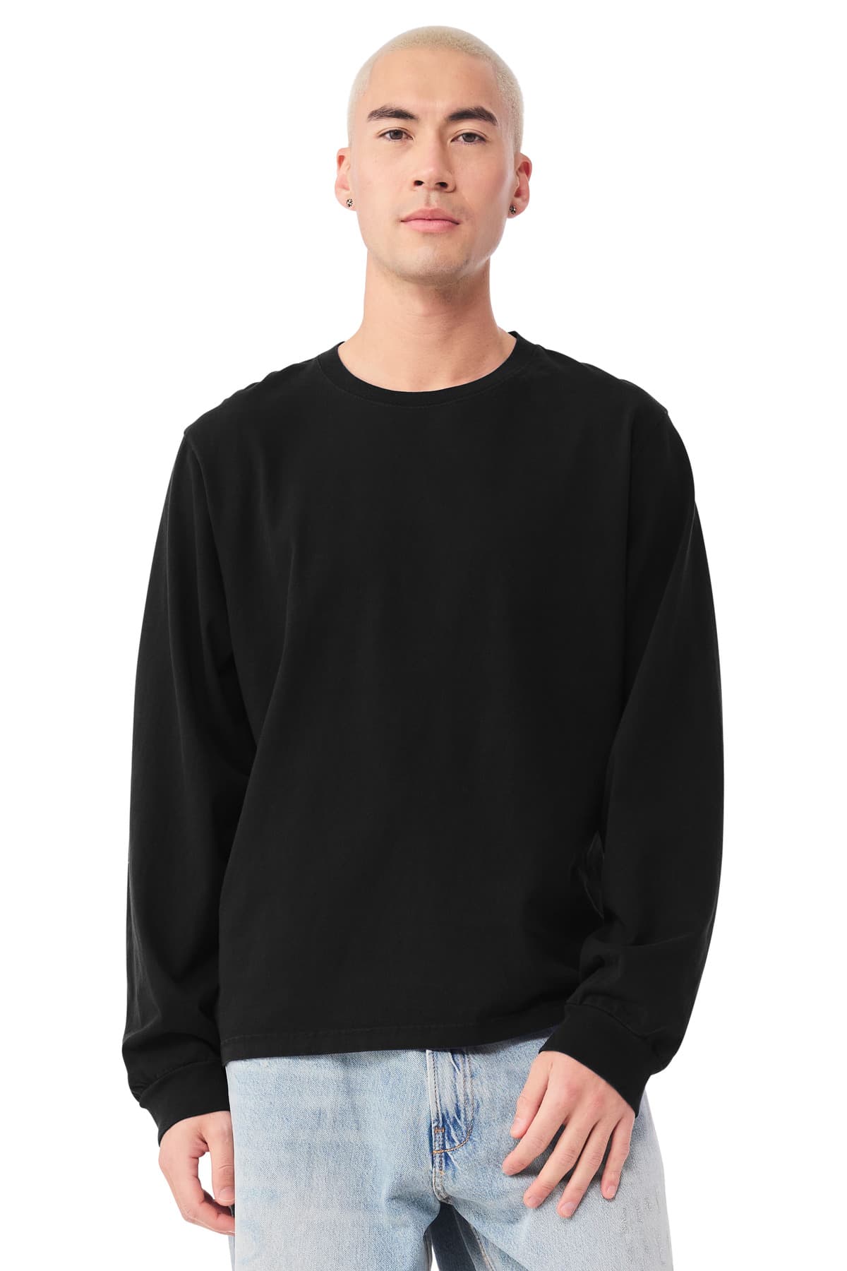 BELLA+CANVAS ® Unisex Heavyweight Garment-Dyed Long Sleeve Tee — Black