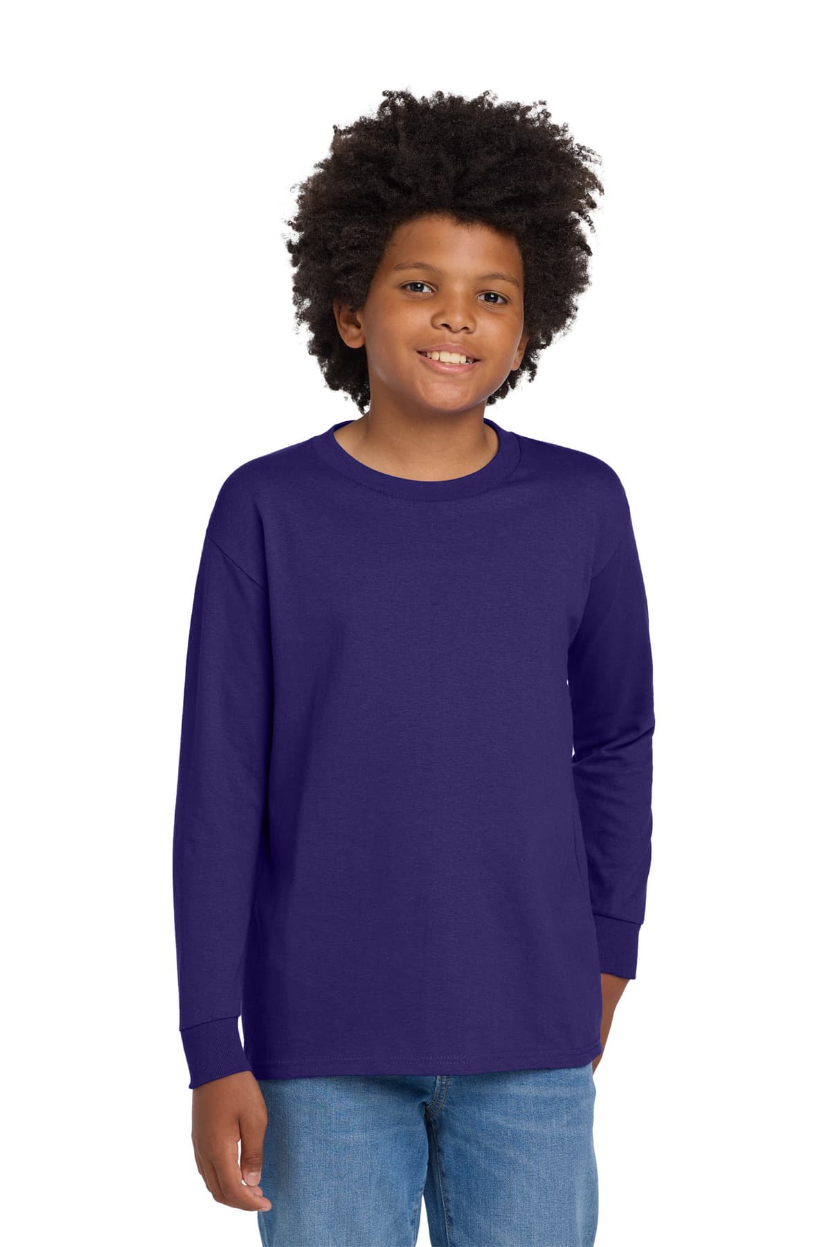 Gildan ® Youth Heavy Cotton 100% Cotton Long Sleeve T-Shirt — Purple