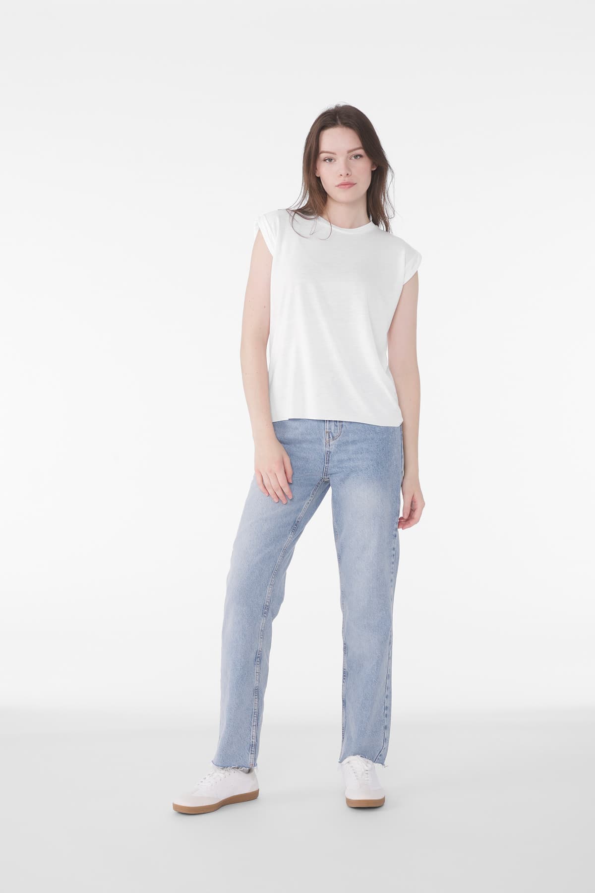 BELLA+CANVAS ® Women's Flowy Muscle Tee with Rolled Cuffs — White